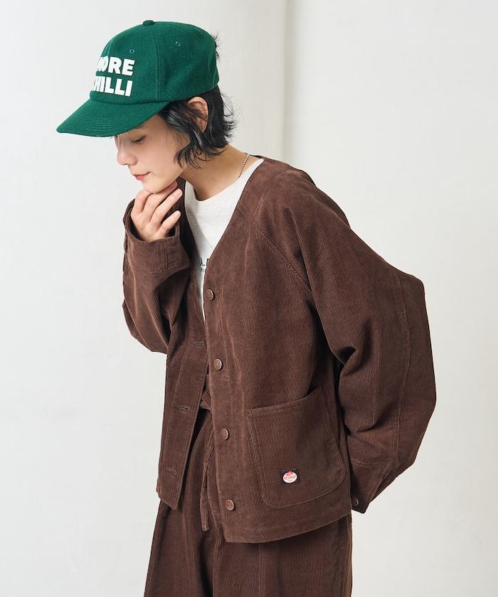 特別款燈芯絨無領V領夾克＜可搭配套裝＞