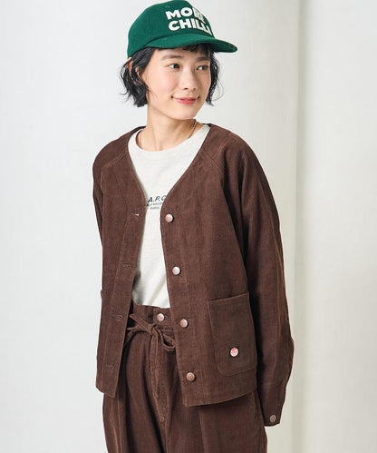 特別款燈芯絨無領V領夾克＜可搭配套裝＞