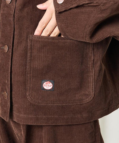 特別款燈芯絨無領V領夾克＜可搭配套裝＞