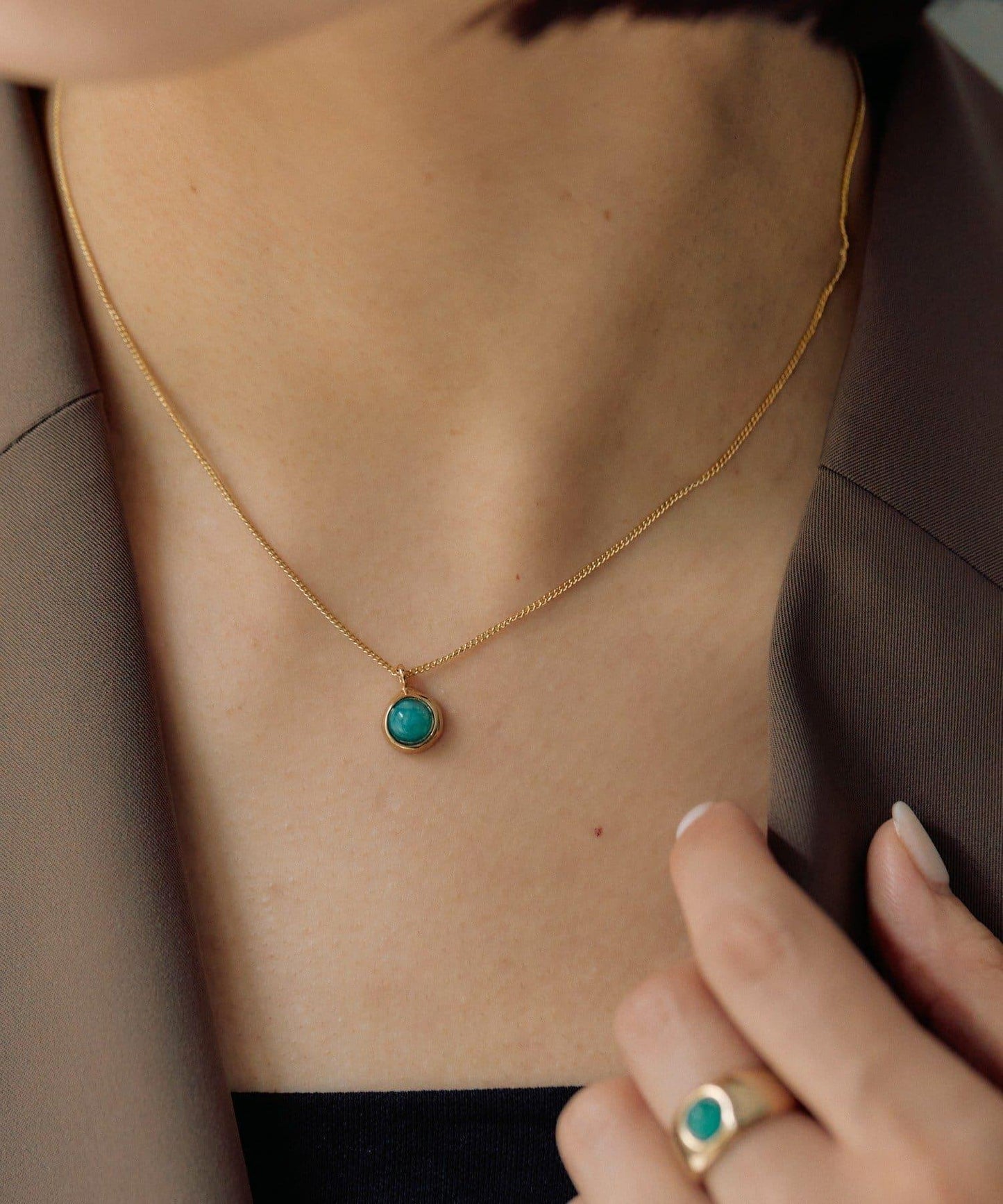 迷你彩色圓形吊墜項鍊