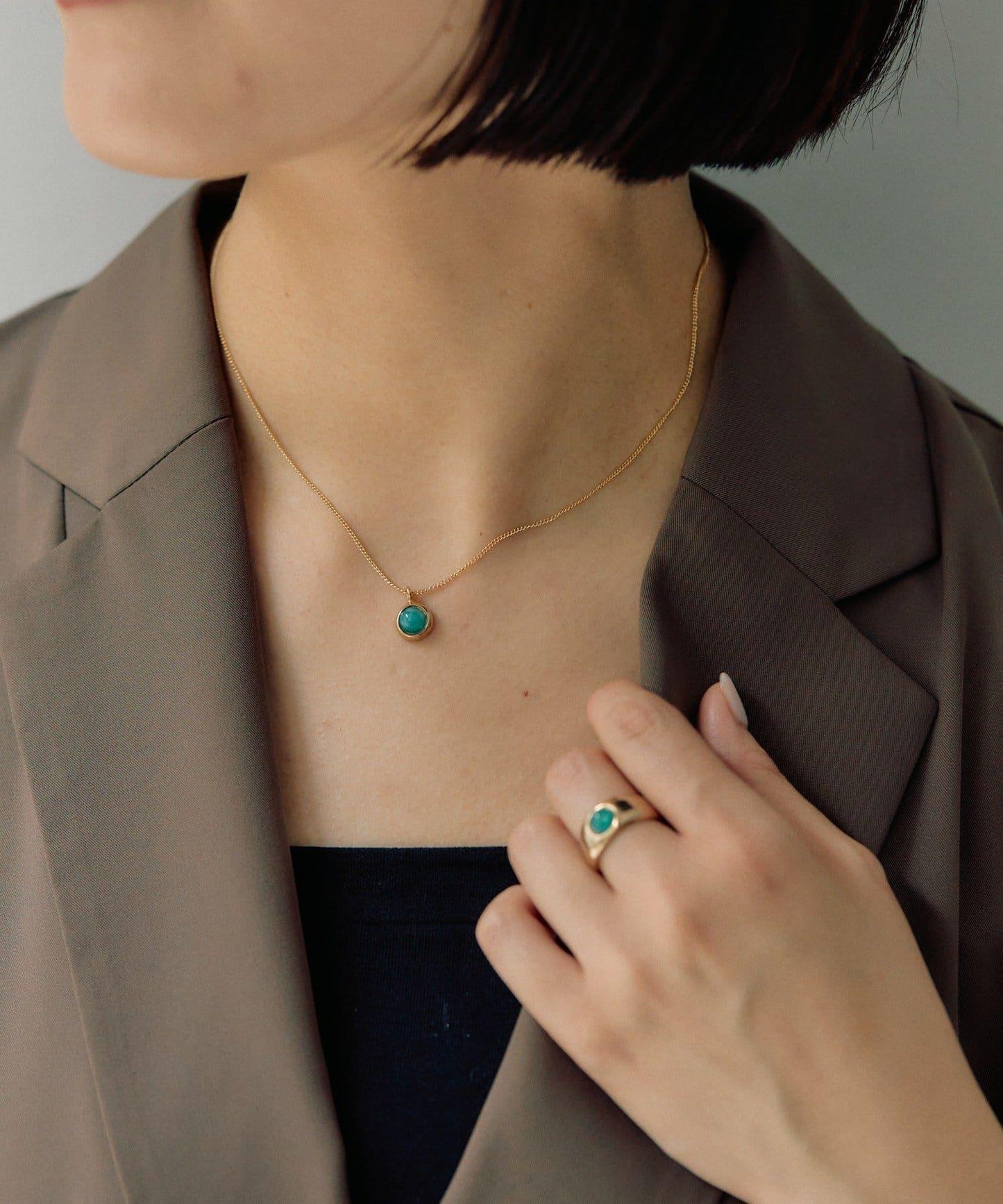 迷你彩色圓形吊墜項鍊