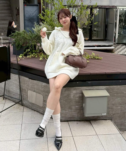 麻花編織連帽迷你連衣裙