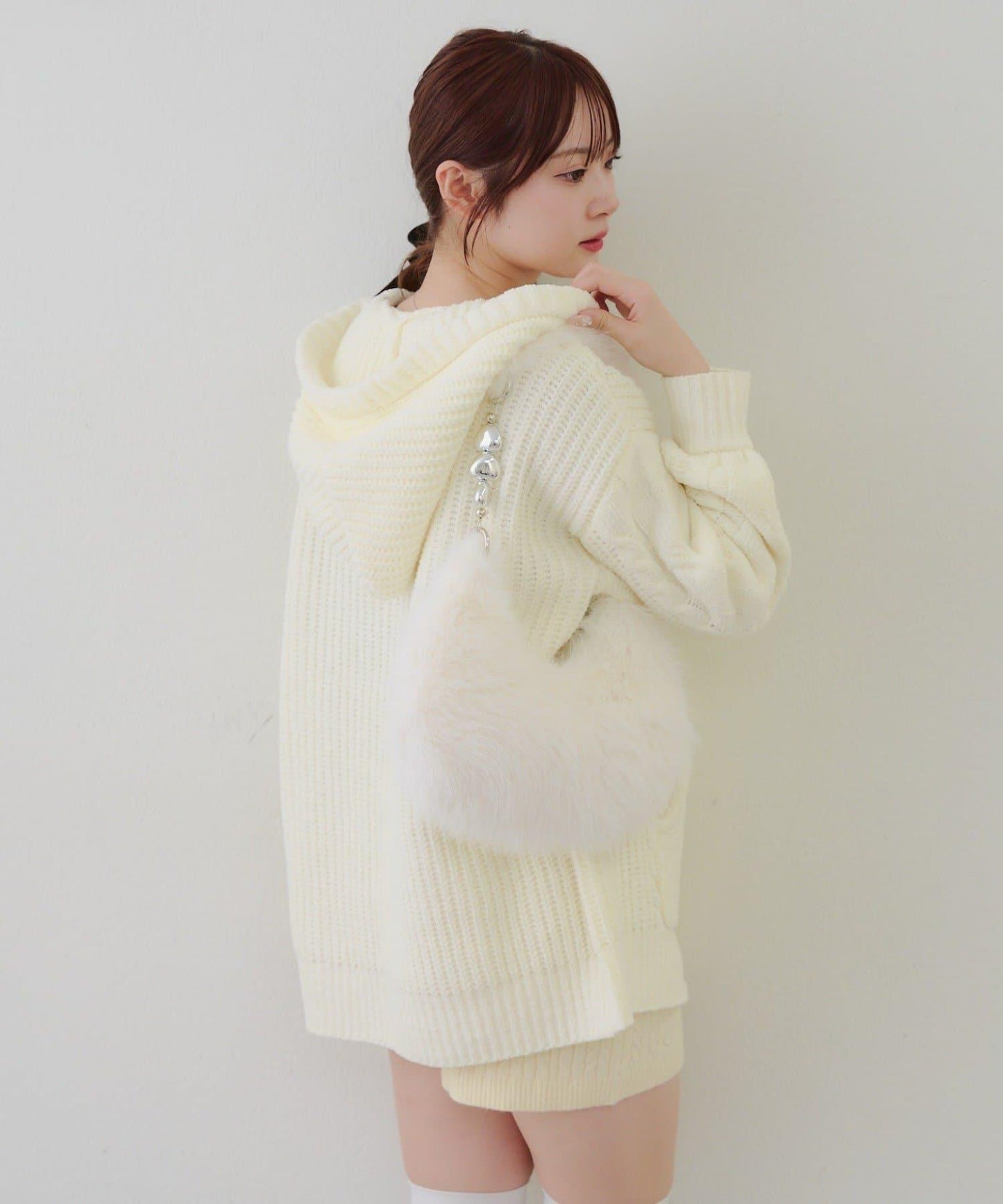 麻花編織連帽迷你連衣裙