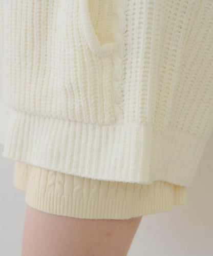 麻花編織連帽迷你連衣裙