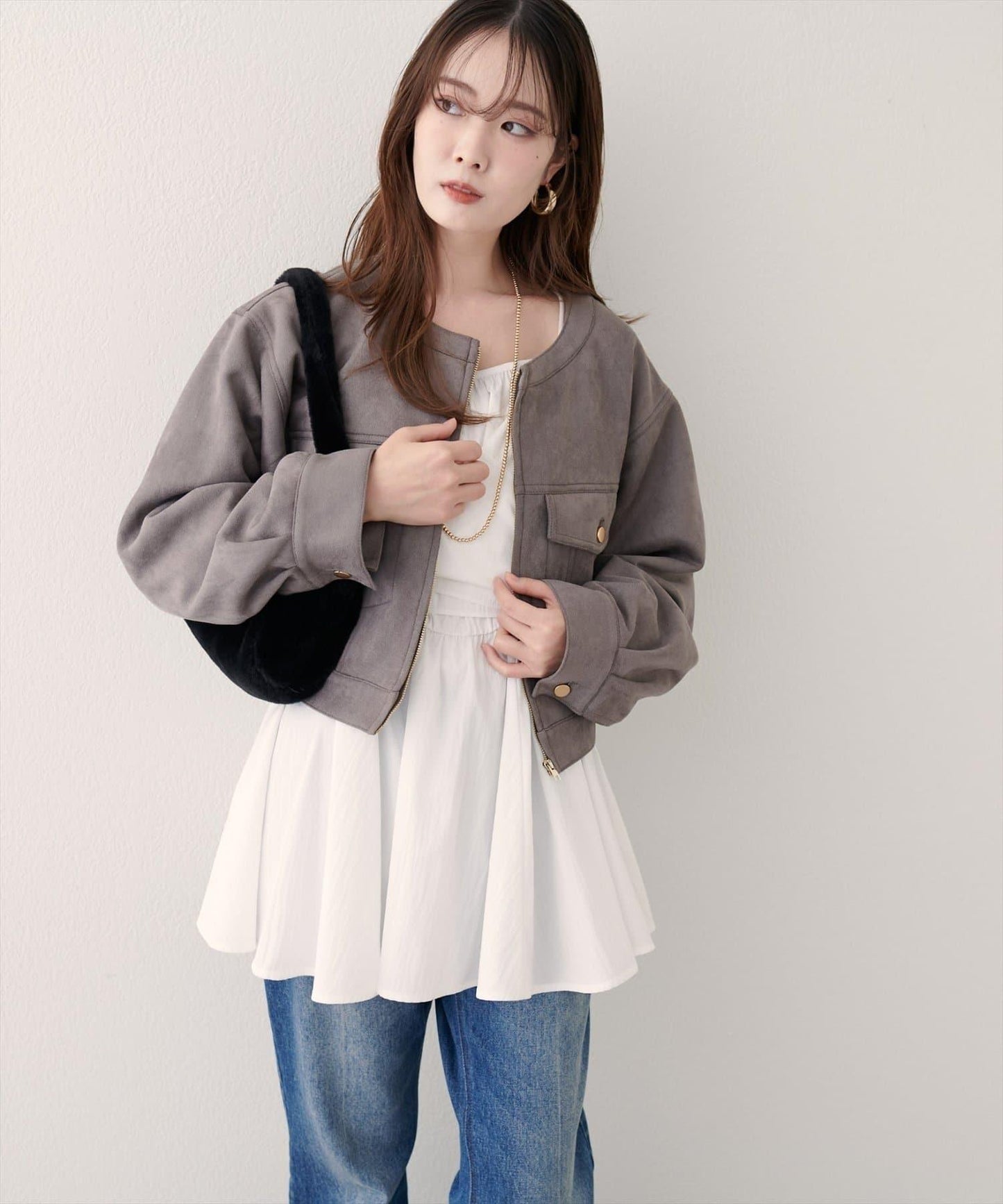 【natural couture】仿麂皮短夾克