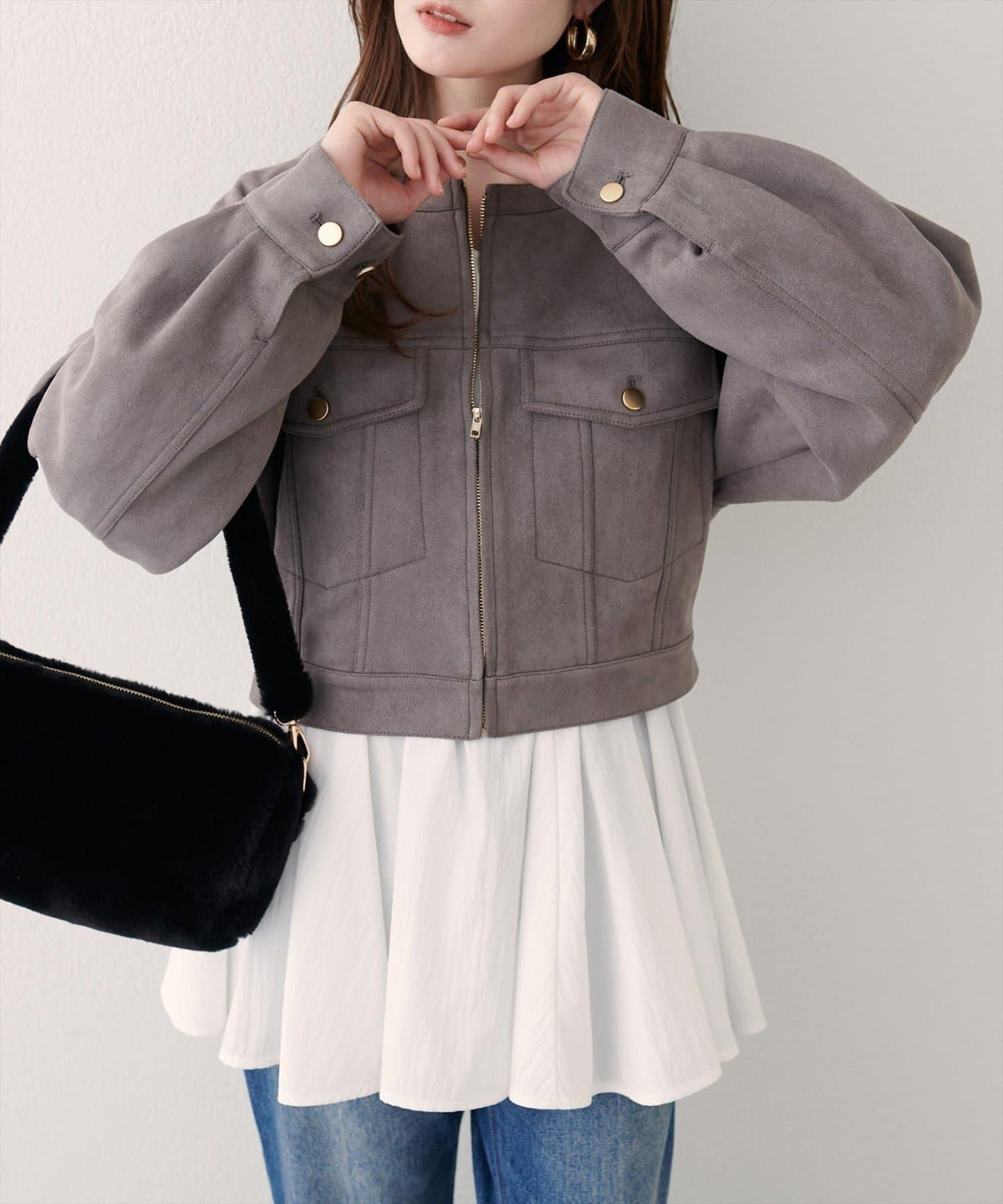 【natural couture】仿麂皮短夾克