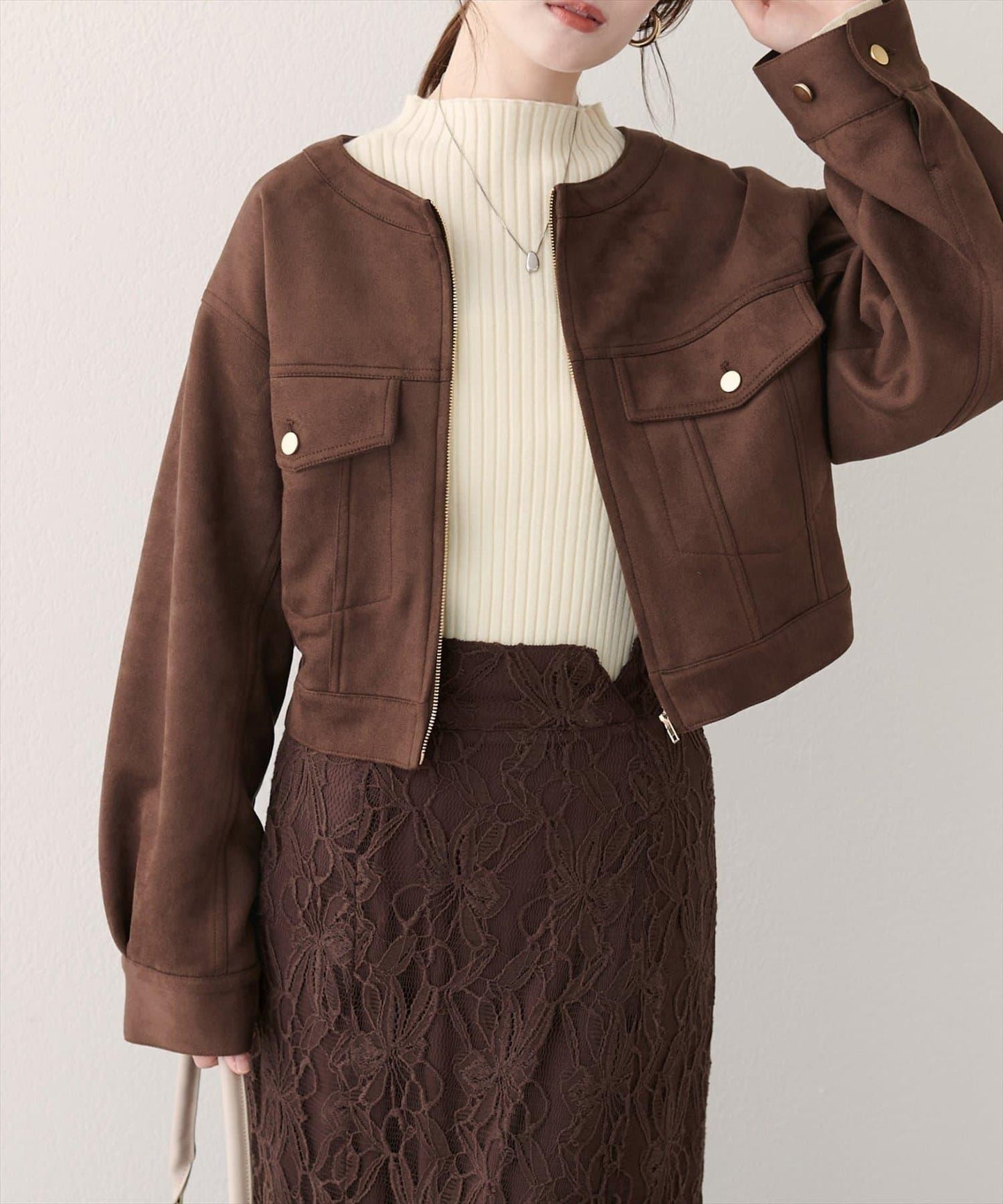 【natural couture】仿麂皮短夾克