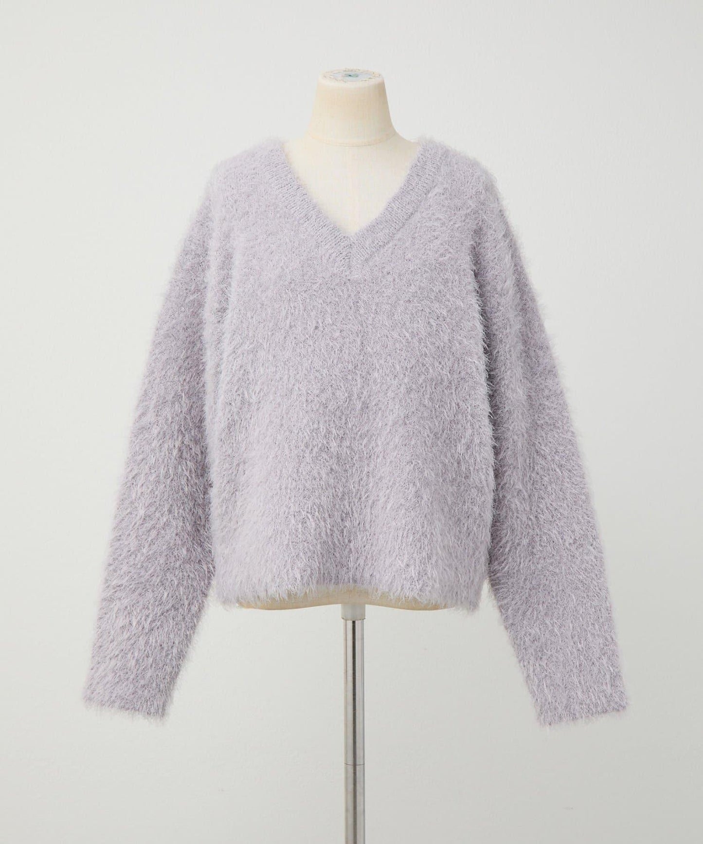 V領長毛針織套頭衫