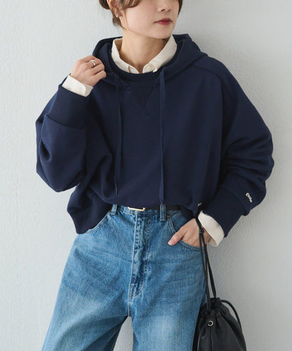 加絨衛衣短款連帽衫