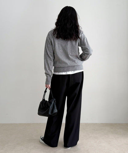 菱格紋嵌花V領針織衫