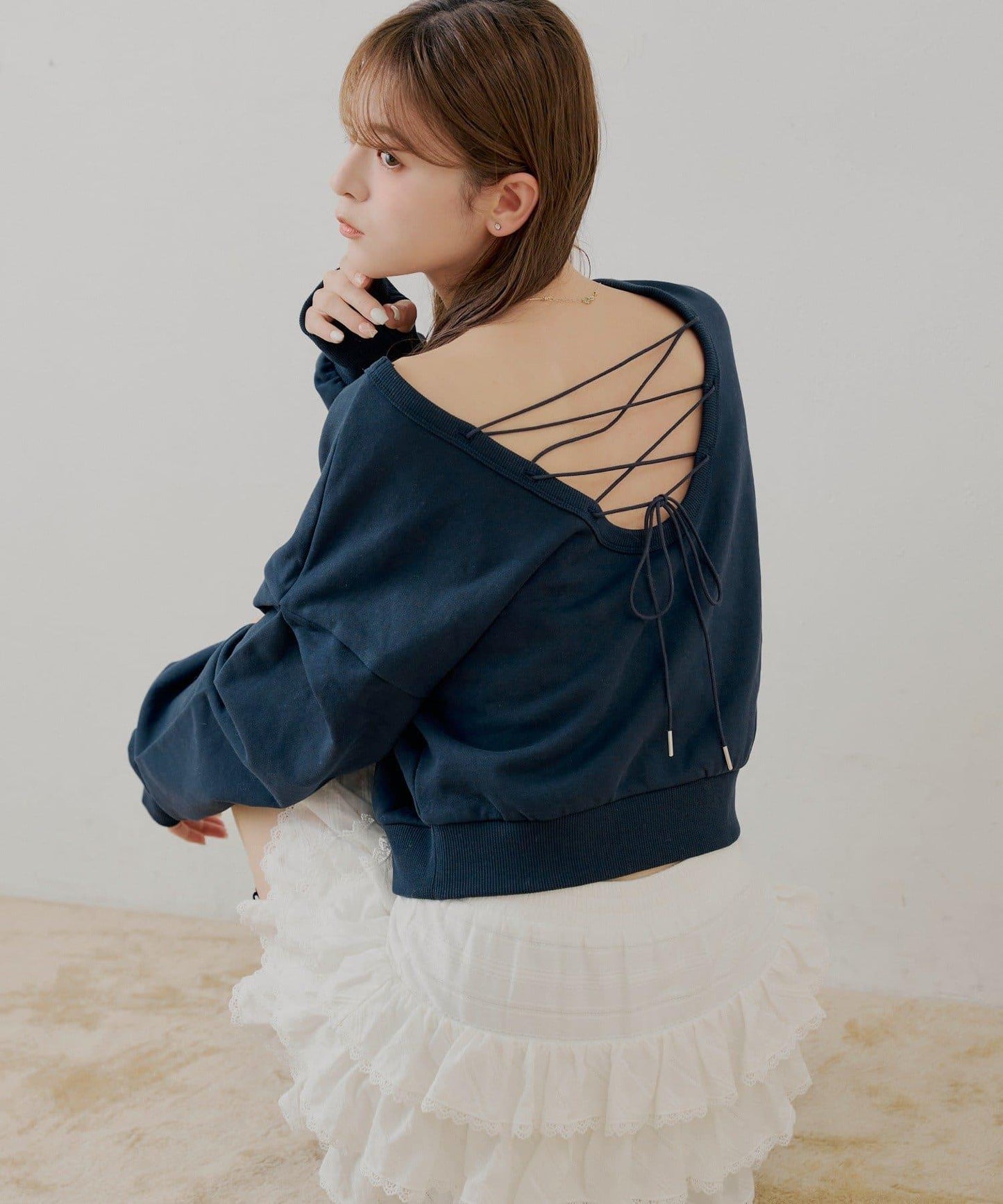 【SALON by Chico】後繫帶圓領衛衣