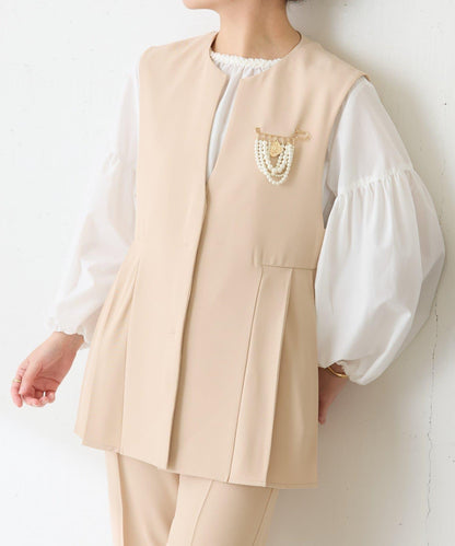 【臀部遮蓋】斜紋百褶馬甲/套裝/禮服