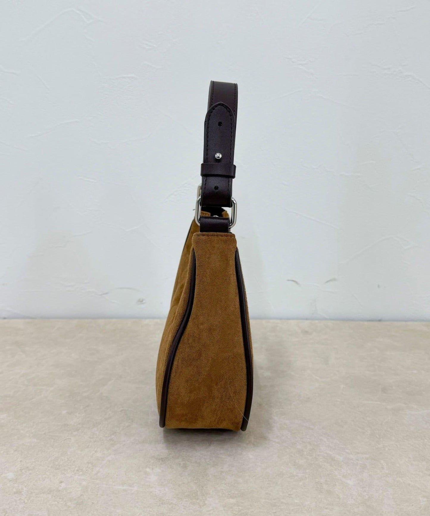 拼接麂皮圓形單肩揹包