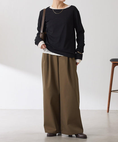 【美腿/腰部遮蓋】褶皺寬鬆工裝長褲