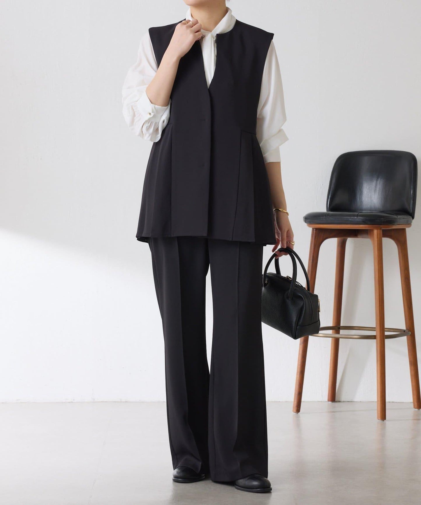 【臀部遮蓋】斜紋百褶馬甲/套裝/禮服