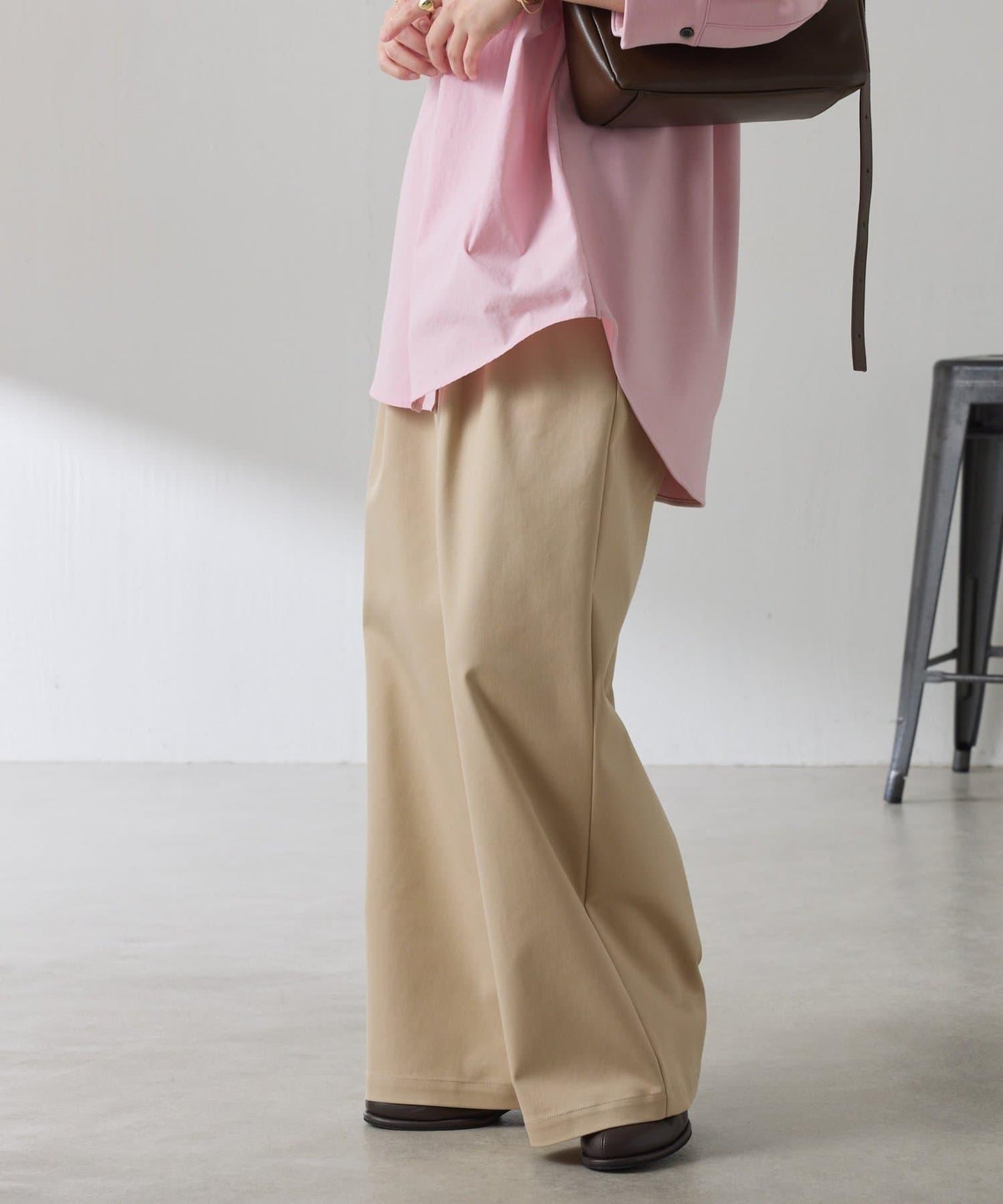 【美腿/腰部遮蓋】褶皺寬鬆工裝長褲