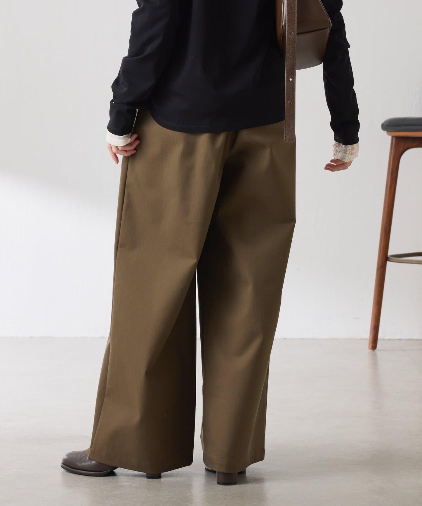 【美腿/腰部遮蓋】褶皺寬鬆工裝長褲