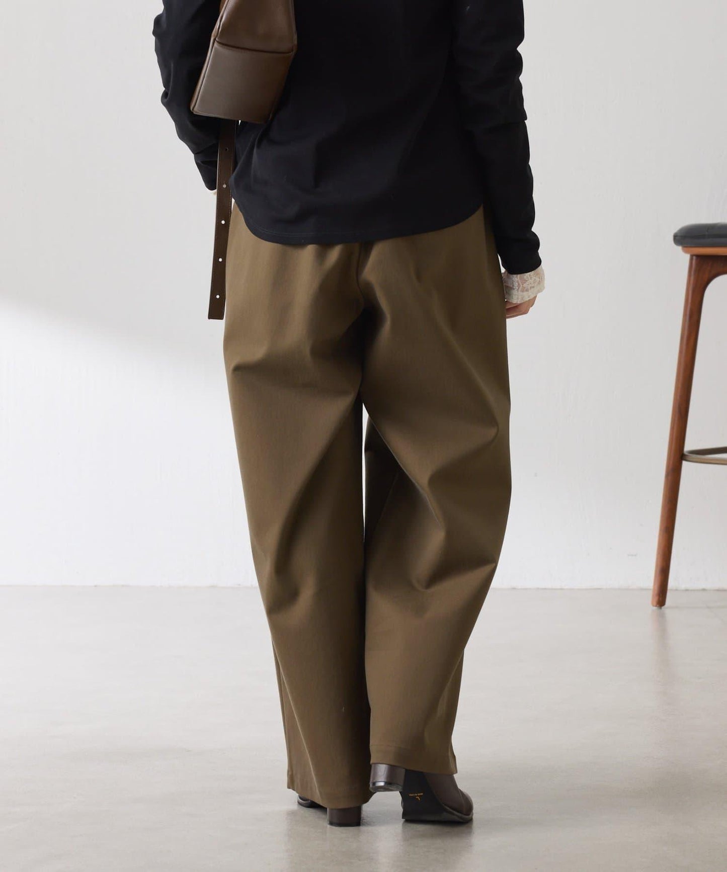 【美腿/腰部遮蓋】褶皺寬鬆工裝長褲