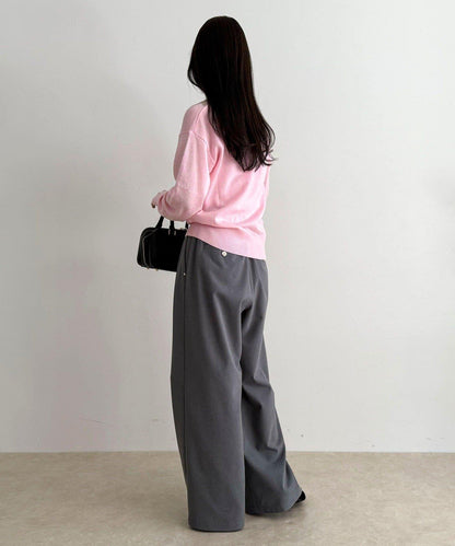 菱格紋嵌花V領針織衫