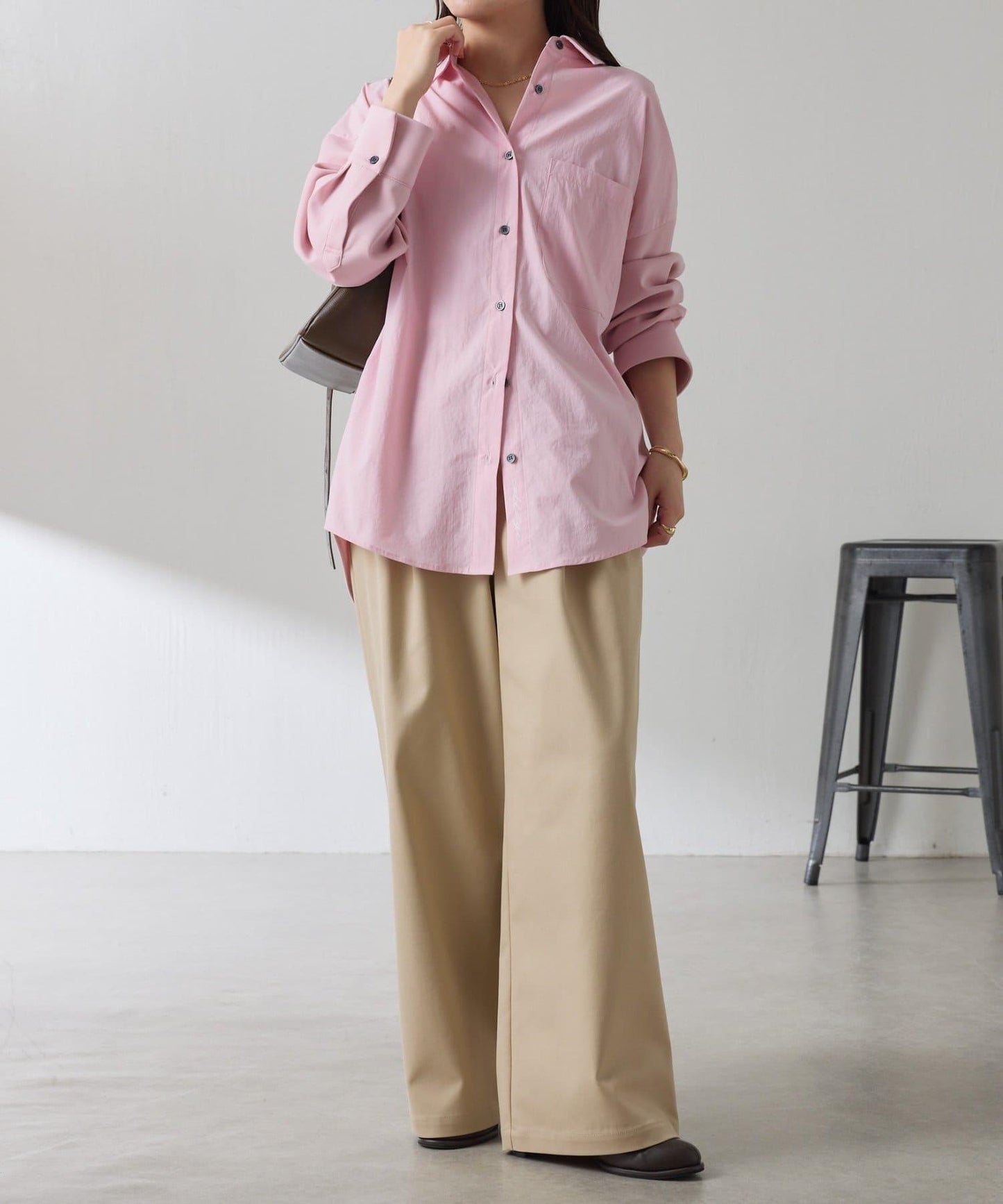 【美腿/腰部遮蓋】褶皺寬鬆工裝長褲