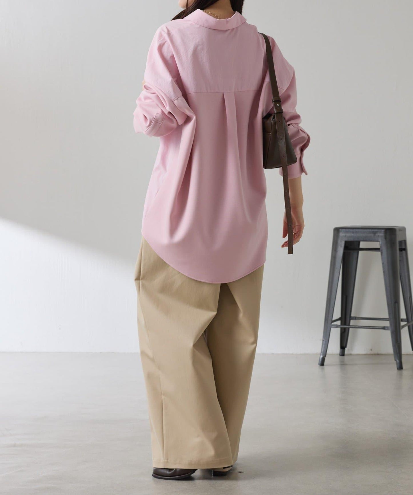 【美腿/腰部遮蓋】褶皺寬鬆工裝長褲