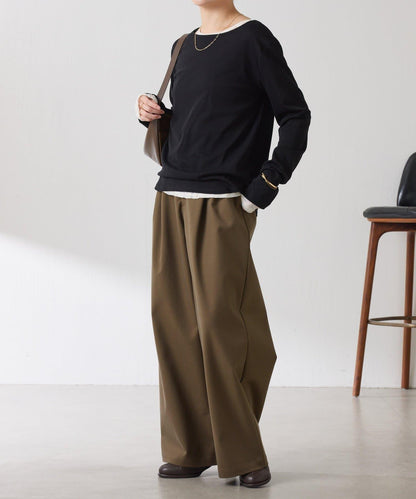 【美腿/腰部遮蓋】褶皺寬鬆工裝長褲