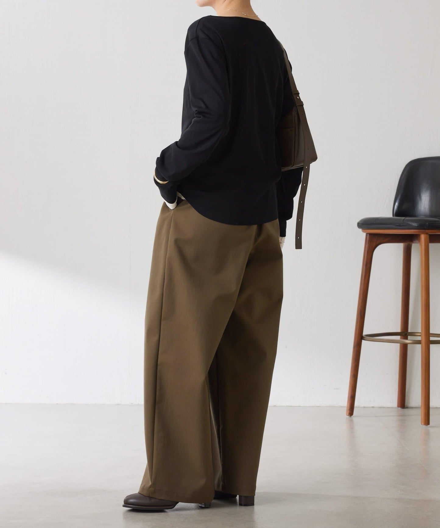 【美腿/腰部遮蓋】褶皺寬鬆工裝長褲