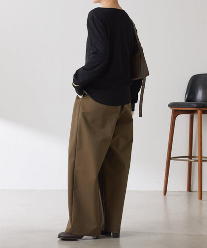 【美腿/腰部遮蓋】褶皺寬鬆工裝長褲