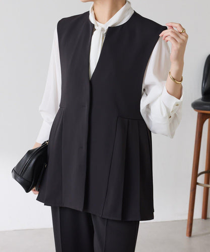 【臀部遮蓋】斜紋百褶馬甲/套裝/禮服