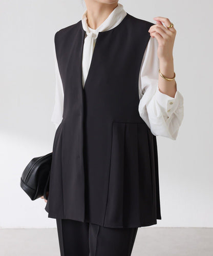 【臀部遮蓋】斜紋百褶馬甲/套裝/禮服