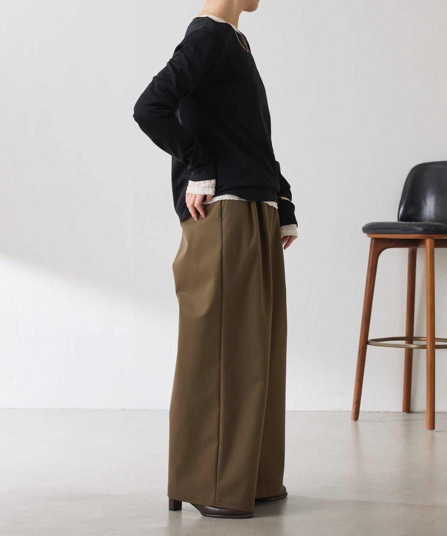 【美腿/腰部遮蓋】褶皺寬鬆工裝長褲