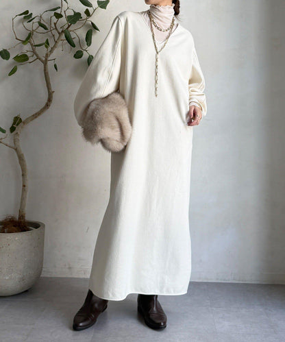 【前後兩穿】加絨寬袖連衣裙
