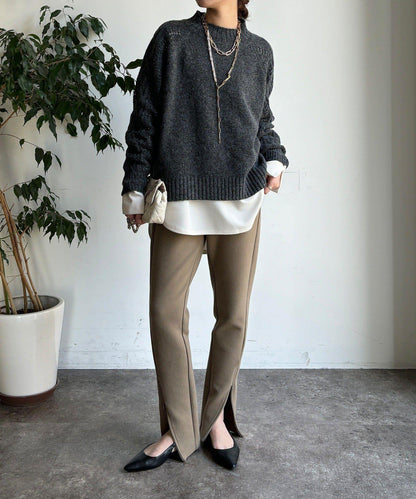 鏤空麻花拼接插肩套頭衫