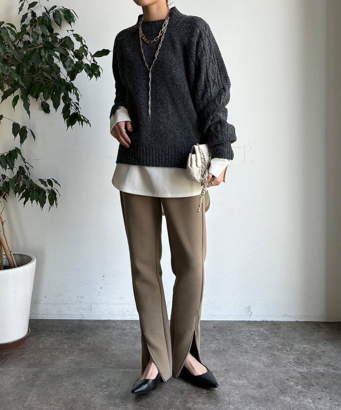 鏤空麻花拼接插肩套頭衫