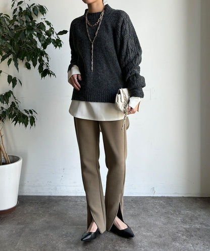 鏤空麻花拼接插肩套頭衫