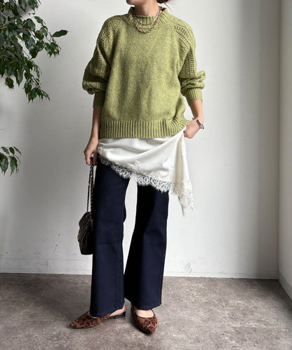 鏤空麻花拼接插肩套頭衫