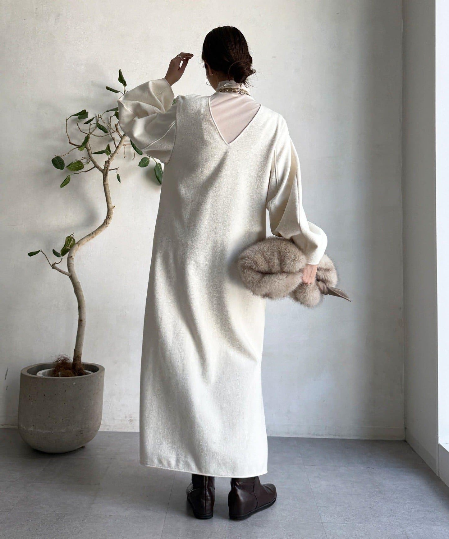 【前後兩穿】加絨寬袖連衣裙