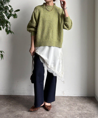 鏤空麻花拼接插肩套頭衫