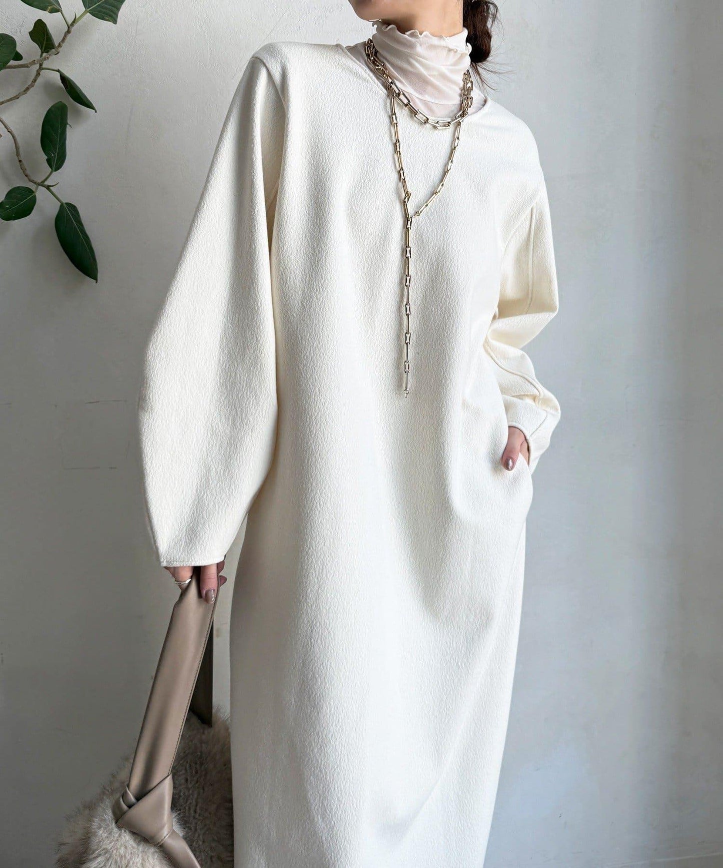 【前後兩穿】加絨寬袖連衣裙