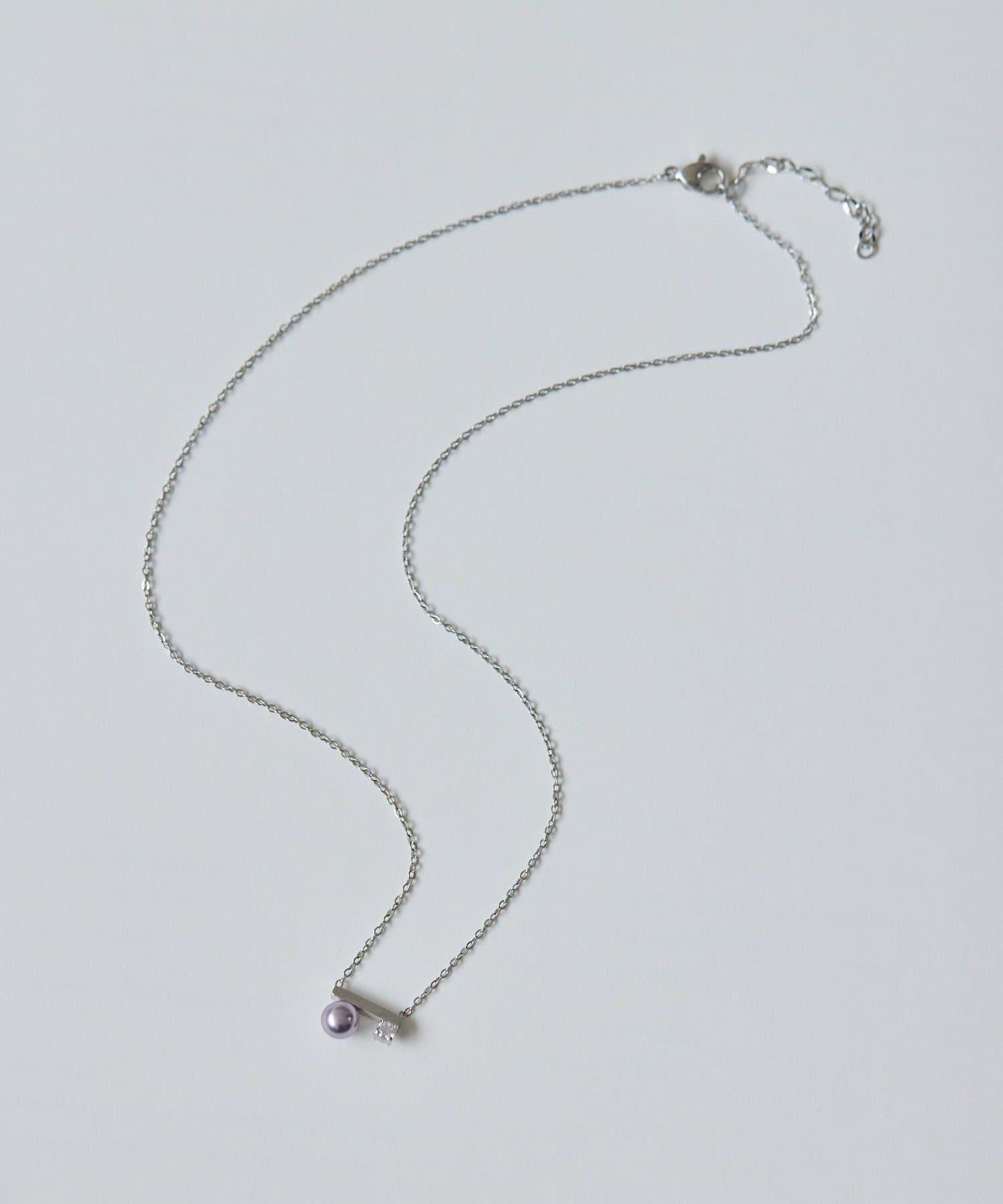 金屬過敏適用/不鏽鋼 珍珠×水晶項鍊