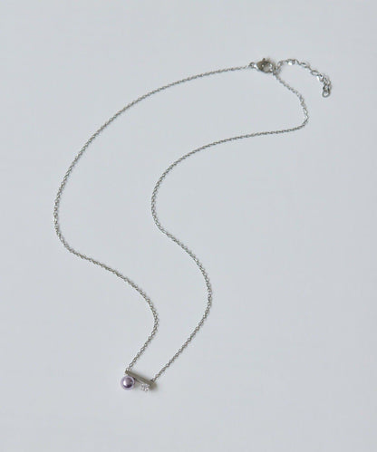 金屬過敏適用/不鏽鋼 珍珠×水晶項鍊