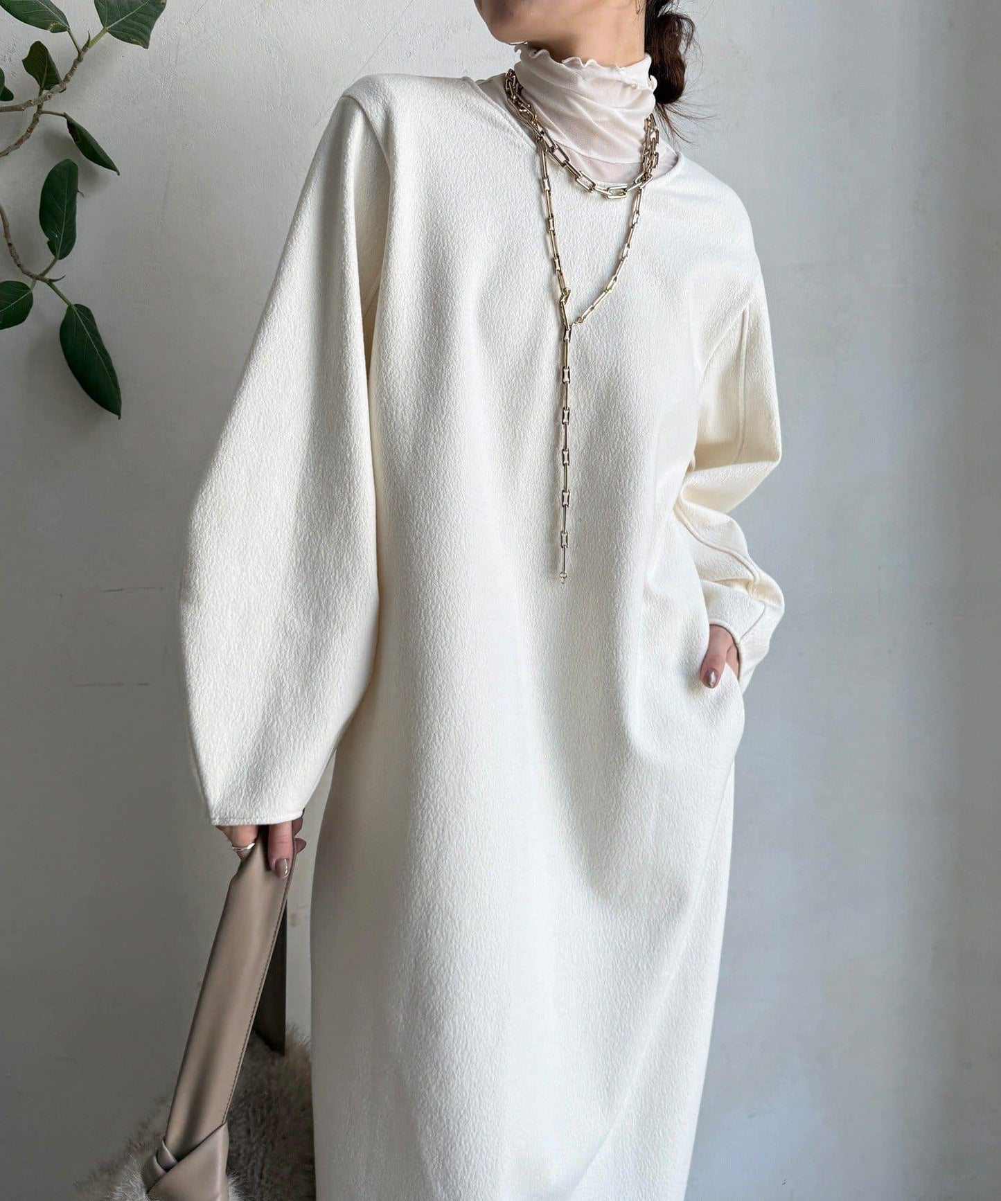 【前後兩穿】加絨寬袖連衣裙