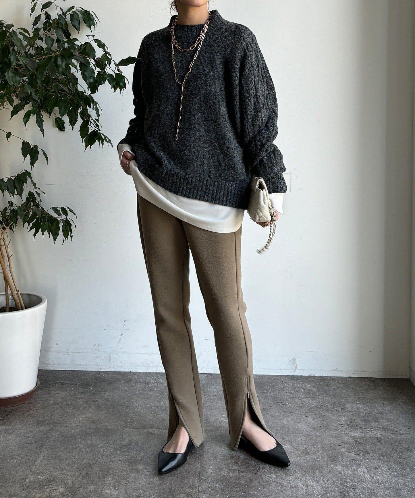 鏤空麻花拼接插肩套頭衫