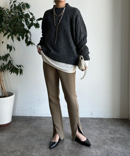 鏤空麻花拼接插肩套頭衫