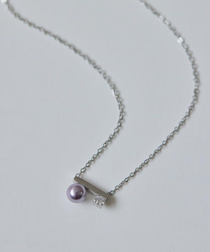 金屬過敏適用/不鏽鋼 珍珠×水晶項鍊