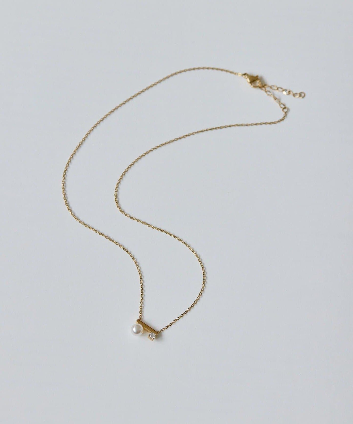 金屬過敏適用/不鏽鋼 珍珠×水晶項鍊