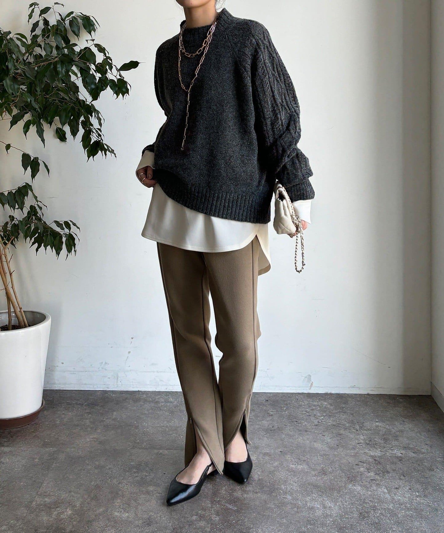 鏤空麻花拼接插肩套頭衫