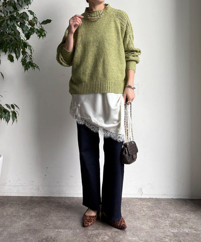 鏤空麻花拼接插肩套頭衫