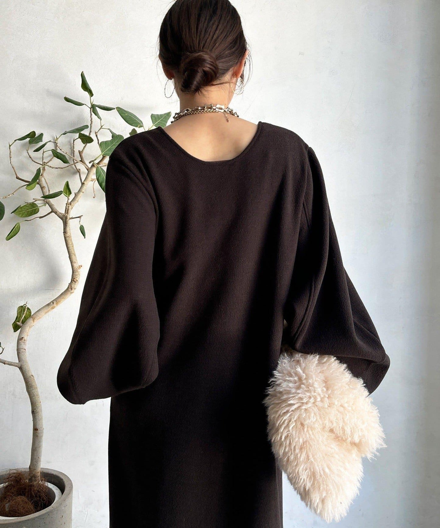 【前後兩穿】加絨寬袖連衣裙