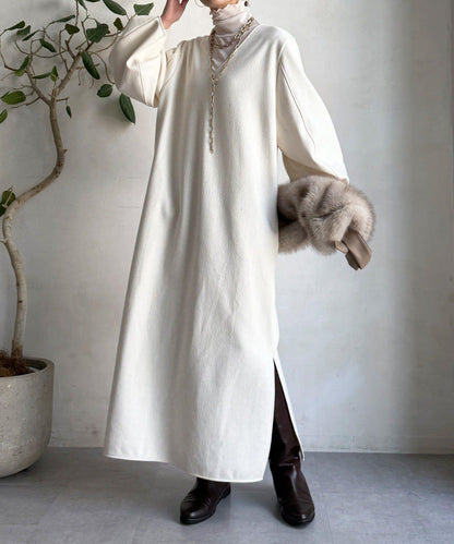 【前後兩穿】加絨寬袖連衣裙